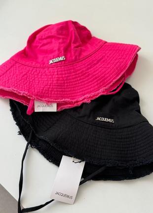 Панама шляпа в стиле jacquemus летняя/пляжная люкс качество розовая/черная/голубая