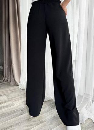Легкие креповые женские брюки свободного кроя со стрелками стильные широкие брюки