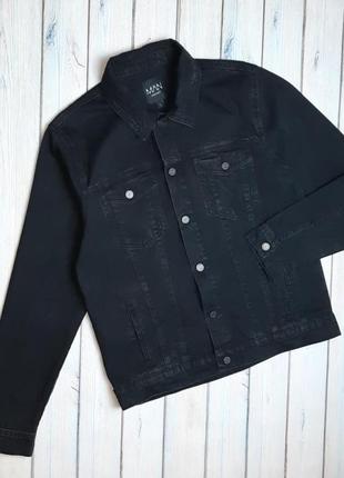 🤩1+1=3 фирменная черная мужская джинсовая куртка boohoo man, размер 46 - 48