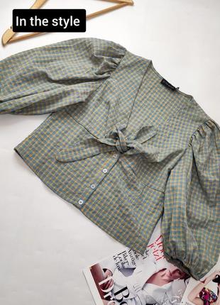 Рубашка женская блуза в клетку с объемными рукавами от бренда in the style 12