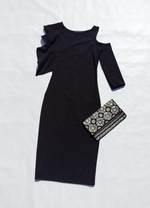 Элегантное чёрное миди платье zara