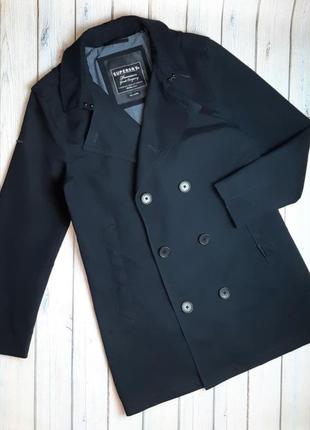 💥1+1=3 шикарное темно-синее мужское двубортное пальто superdry, размер 48 - 50