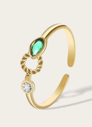 Yachan очаровательное тонкое кольцо с светло-зеленым кристаллом