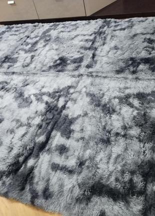 Меховый коврик травка серый 200х230 см, коврик прикроватный ворсистый
