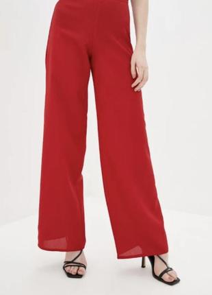 Гарні штани широкі під шовк червоні л 12