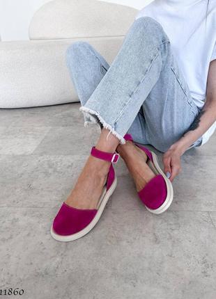 Замшевые босоножки цвета фуксия4 фото