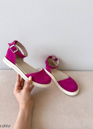 Замшевые босоножки цвета фуксия10 фото