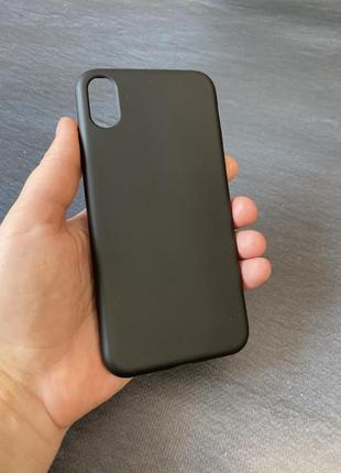 Чехол на iphone x/xs плотный силикон матовый черный