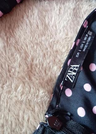 Ефектна якісна сатинова легка сукня у горошок з вирізами на талії zara9 фото