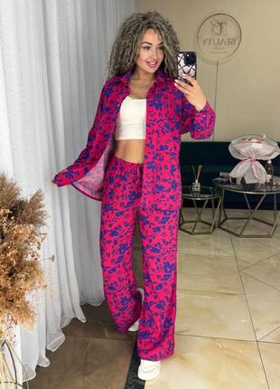 Хитовой яркий брючный костюмчик с рубашкой 🔥😍 брюки сорочка, костюм рубашка