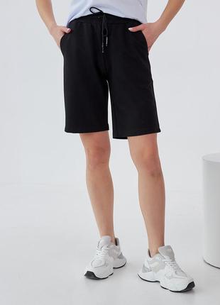Жіночі вільні шорти з кишенями розміри розміри чорні 42-44, 44-46, 46-48
