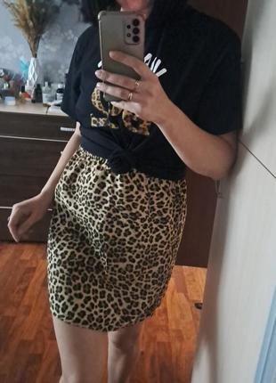Леопардовая юбка шифоновая