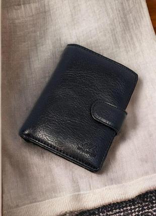 Кошелек кожаный мужской черный вертикальный для документов портмоне на кнопке 12*10