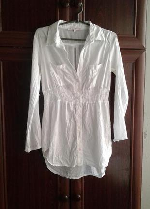 Белая батистовая пляжная блузка рубашка туника с длинным рукавом tally weijl