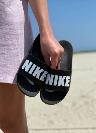 Женские шлепанцы nike running black white <unk> smb
