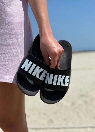 Жіночі шльопанці nike benassi black white | smb