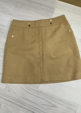 Короткая юбка, трапеция, бежевая, 38 размер