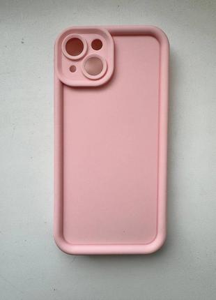 Чехол на айфон iphone 14 розовый с бортиками новый