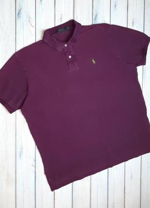 🤩1+1=3 брендовая мужская хлопковая фиолетовая футболка поло ralph lauren, размер 52 - 54