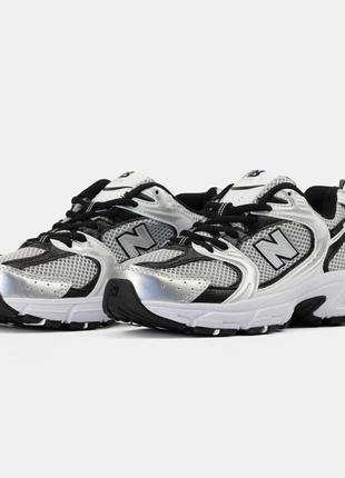 Кроссовки new balance 530 white silver black унисекс мужские и женские размеры 36-44