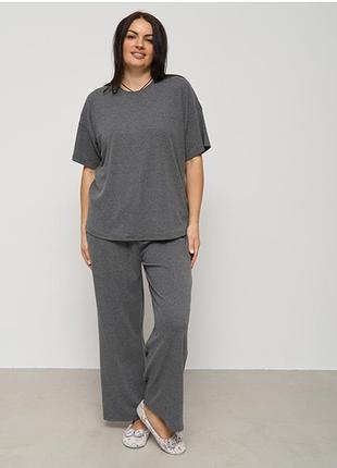 Піжама жіноча штани та футболка сіра 15337