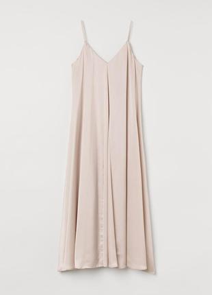 Длинное свободное атласное платье а-силуэта h&m