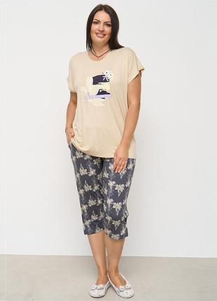 Пижама женская бриджи и футболка рисунок 15342