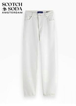 Брендовые белые джинсы мом, джинсовые брюки с высокой посадкой scotch&soda xs