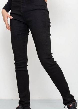 Жіночі джинси джегінси xyh з високою посадкою стрейчові на флісі чорні розмір m