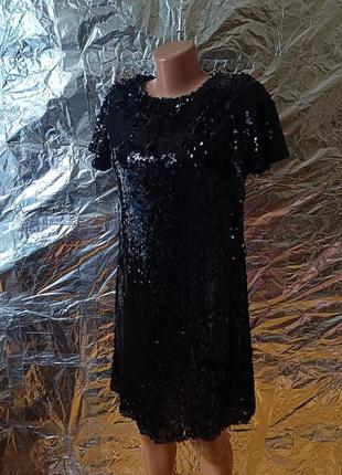 😍 новое черное платье с пайетками zara xs