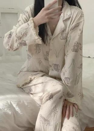 Милая пижама с бахромой (комплект рубашка и штаны)