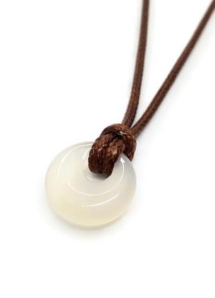 🍩🩶 миниатюрный кулон на шнурке "донат" натуральный камень дымчатый агат