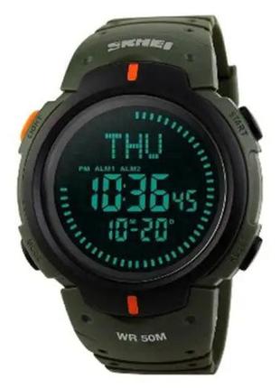 Часы наручные мужские skmei 1231ag army green, противоударные часы для военнослужащих. цвет: зеленый