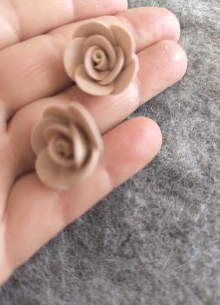 Сережки гвоздики з трояндами незвичайного кольору