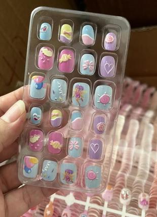 Нігтики накладні дитячі ногти 24 штуки в наборі