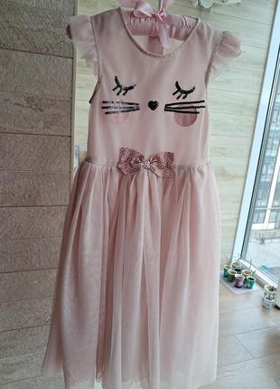 Нарядное платье кошечки h&m 5-6л