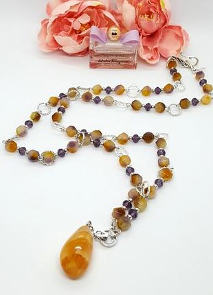 🔺💛💜⛓ роскошное колье-сотуар трансформер из аметрина с цитрином3 фото
