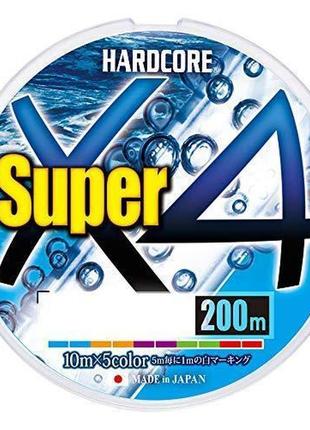 Шнур duel hardcore super x4 200m 0.21mm 10.0kg 5color #1.5 (h4308-5c) шнур для риболовлі шнур рибальський