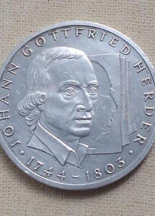 Німеччина 10 марок, 1994 р. — 250 років від дня народження йогана готфрида гердера, срібло