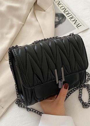 Модна чорна стильна сумка жіноча сумочка 3139