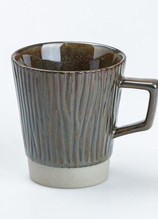 Чашка керамічна для чаю та кави 300 мл у стилі ретро графіт