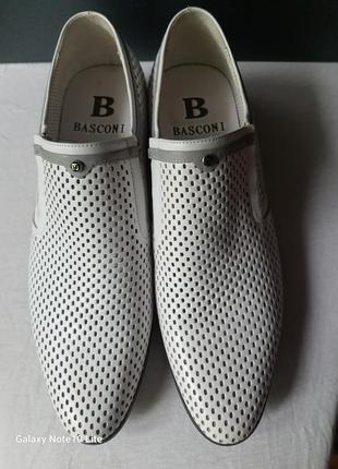 Basconi новые стильные дышащие белые туфли полностью натуральная кожа