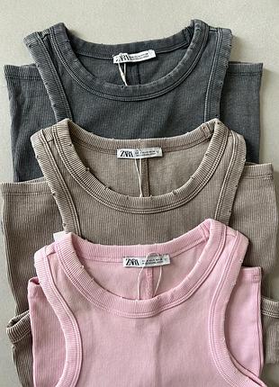 Майка в рубчик zara. майка zara. майка з потертостями