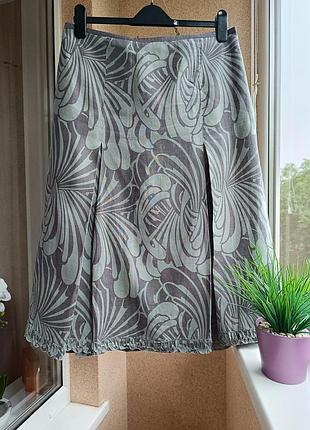 Красивая юбка-миди из натуральной ткани лён