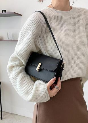 Модна чорна стильна сумка жіноча сумочка 31684 фото
