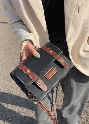 Модна чорна стильна сумка жіноча сумочка 31702 фото