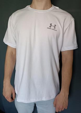 Белая хлопковая футболка under armour унисекс