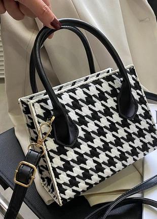 Модна чорнo-біла стильна сумка жіноча сумочка 3180