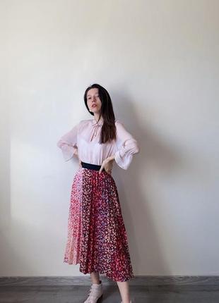 Цветочная юбка из комбинированной ткани redherring меди плиссе в цветах на резинке женская весенняя летняя