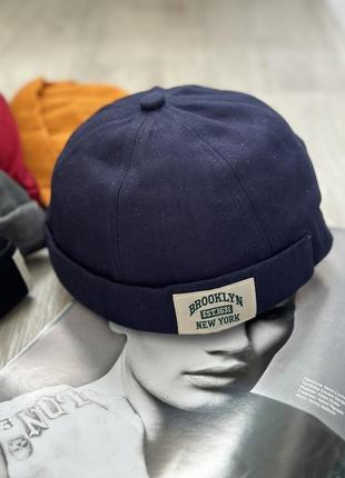 Коротка шапка міні біні, докер  brooklyn  синій 56-60р (2131)